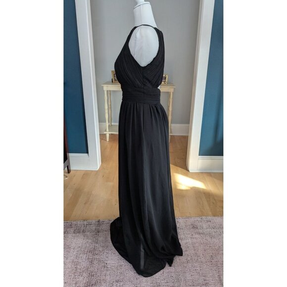 Bill Levkoff Black Formal Chiffon Pleated Dress Size 8 - Picture 7 of 13